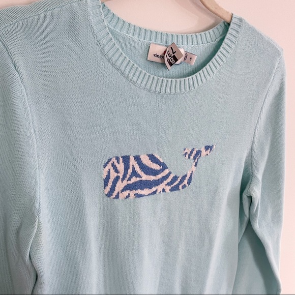 Vineyard Vines Zebra Whale Intarsia Sweater in Aqua - Picture 5 of 14